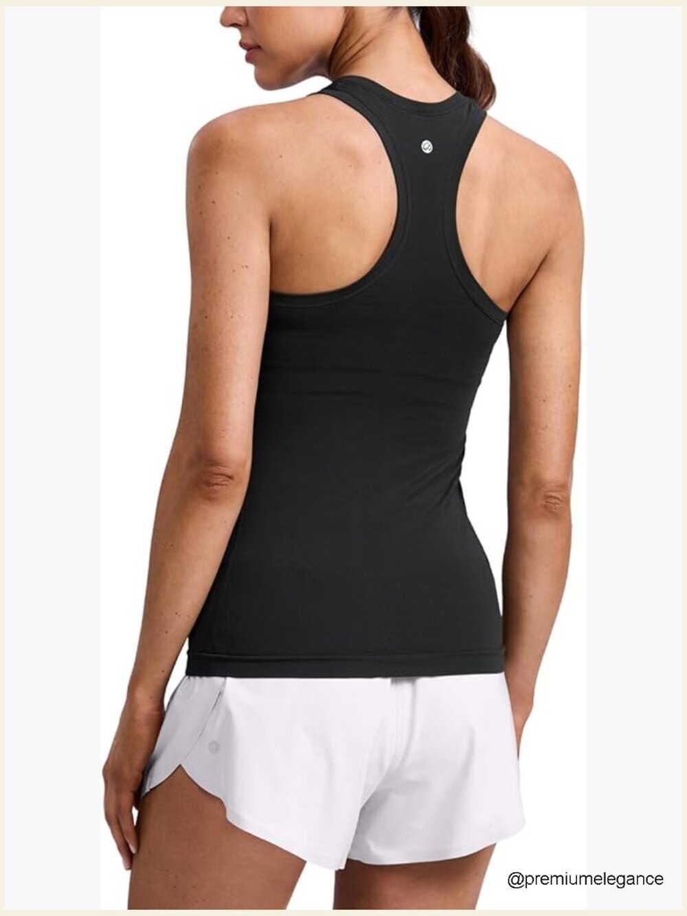 Seamless Racerback Tank Top Hip Length Crewneck Sleeveless Athletic Running Gym